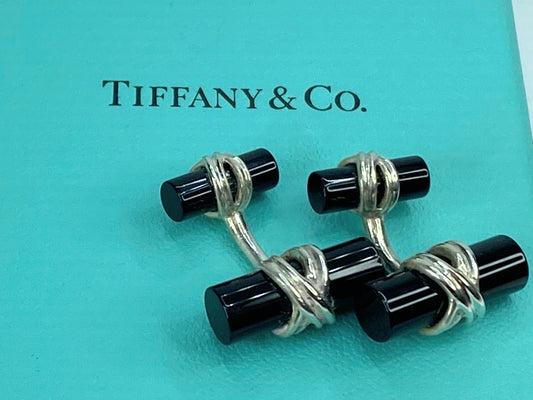 Tiffany & Company Sterling Silver & Onyx Cufflinks 10.9g JR574