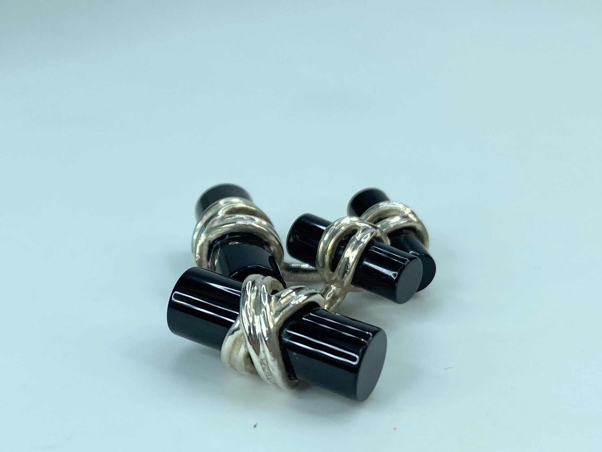 Tiffany & Company Sterling Silver & Onyx Cufflinks 10.9g JR574