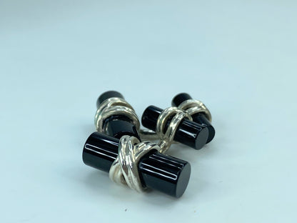 Tiffany & Company Sterling Silver & Onyx Cufflinks 10.9g JR574