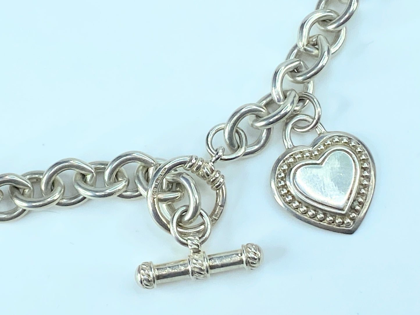 Judith Ripka Sterling 925 Silver Heart Toggle Heavy 8.7mm Link Necklace JR8808