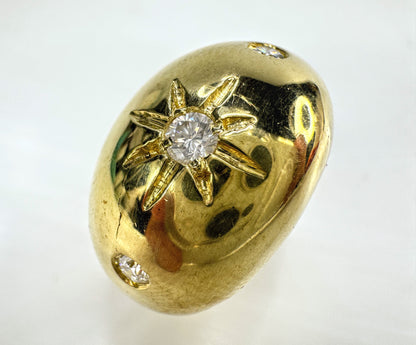 Handmade 18K Gold 0.15ct G/VS Diamond Starburst Dome Ring Size 8 10.6g JR1836