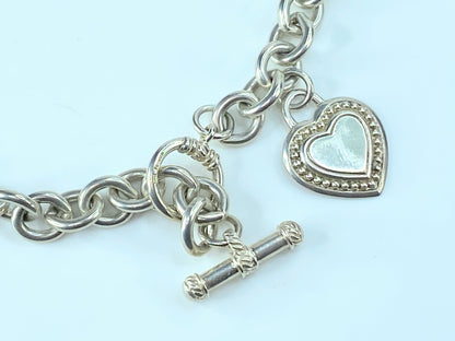 Judith Ripka Sterling 925 Silver Heart Toggle Heavy 8.7mm Link Necklace JR8808