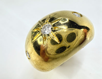 Handmade 18K Gold 0.15ct G/VS Diamond Starburst Dome Ring Size 8 10.6g JR1836