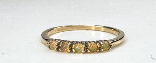 14K Gold 2mm Opal Band Ring Size 6.75 Stackable New JR1840