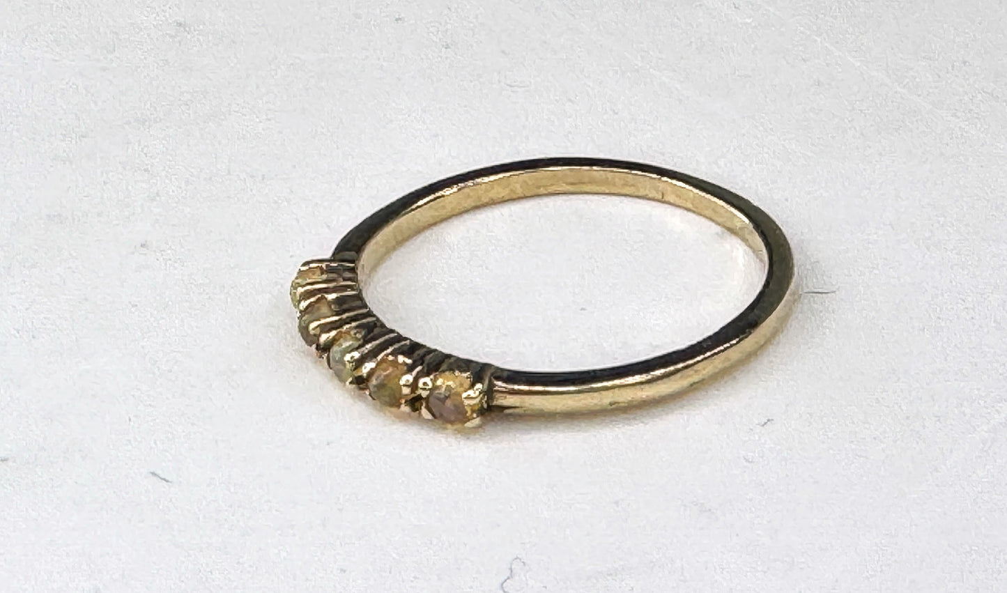 14K Gold 2mm Opal Band Ring Size 6.75 Stackable New JR1840