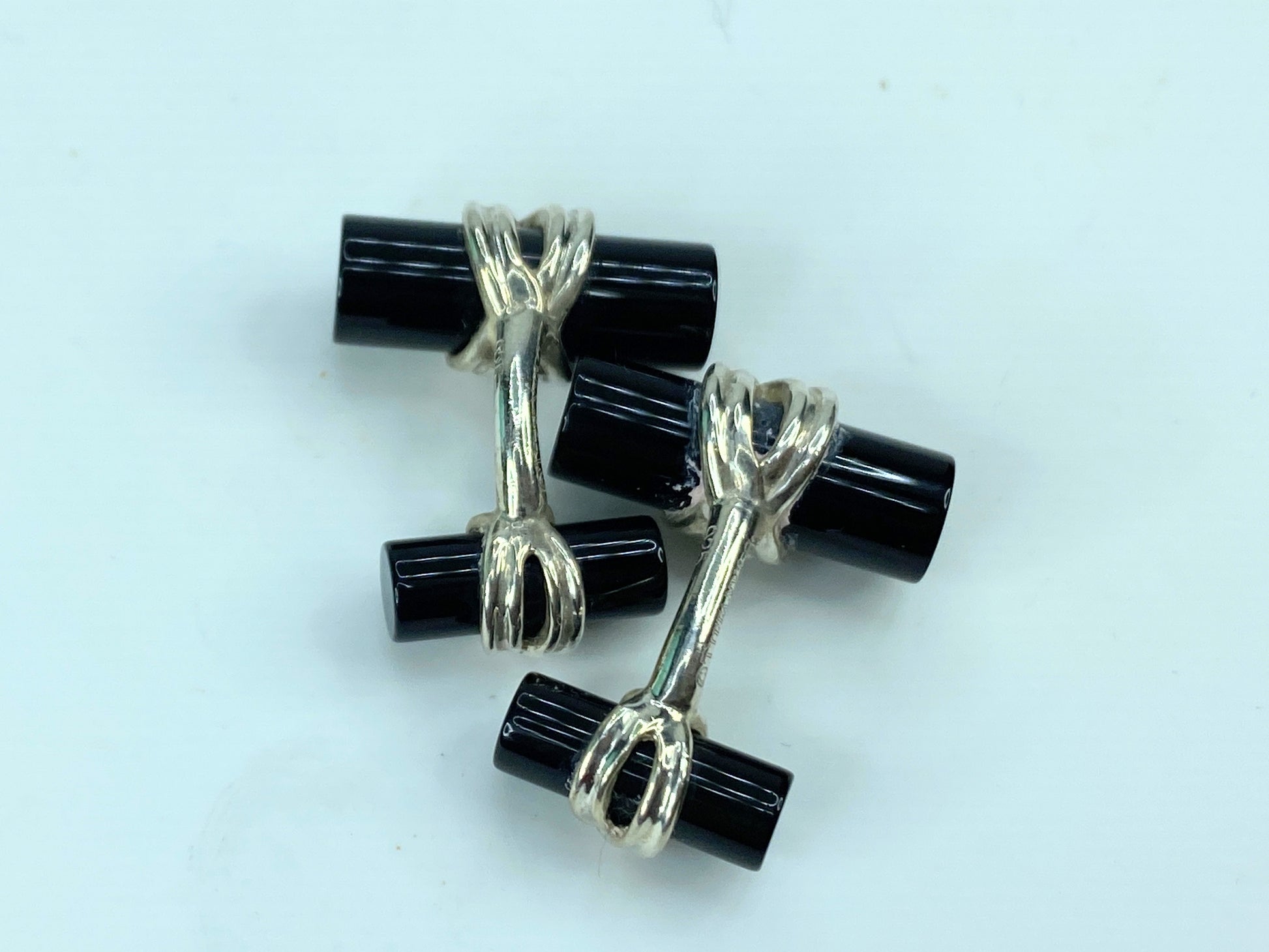 Tiffany & Company Sterling Silver & Onyx Cufflinks 10.9g JR574