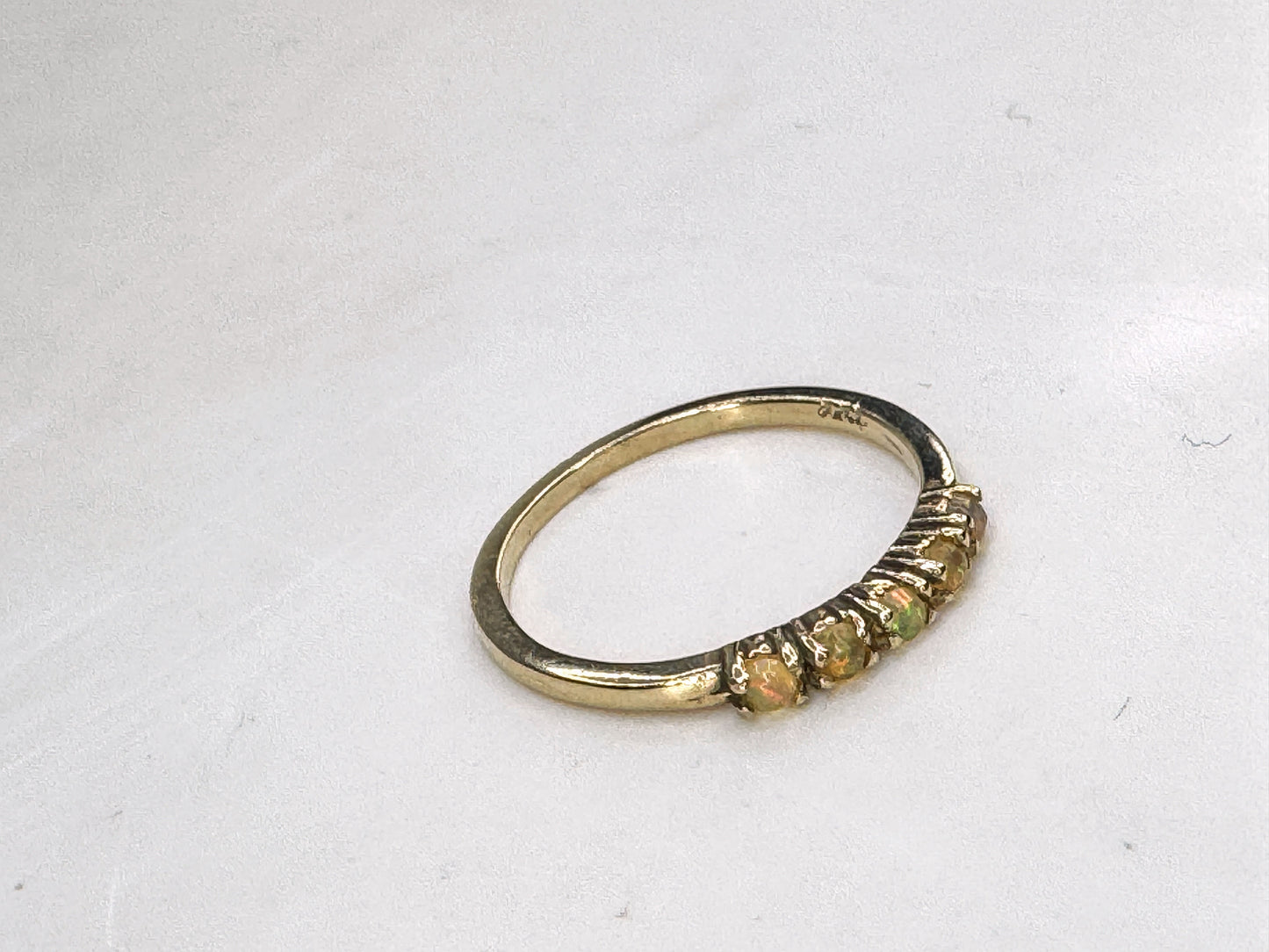 14K Gold 2mm Opal Band Ring Size 6.75 Stackable New JR1840