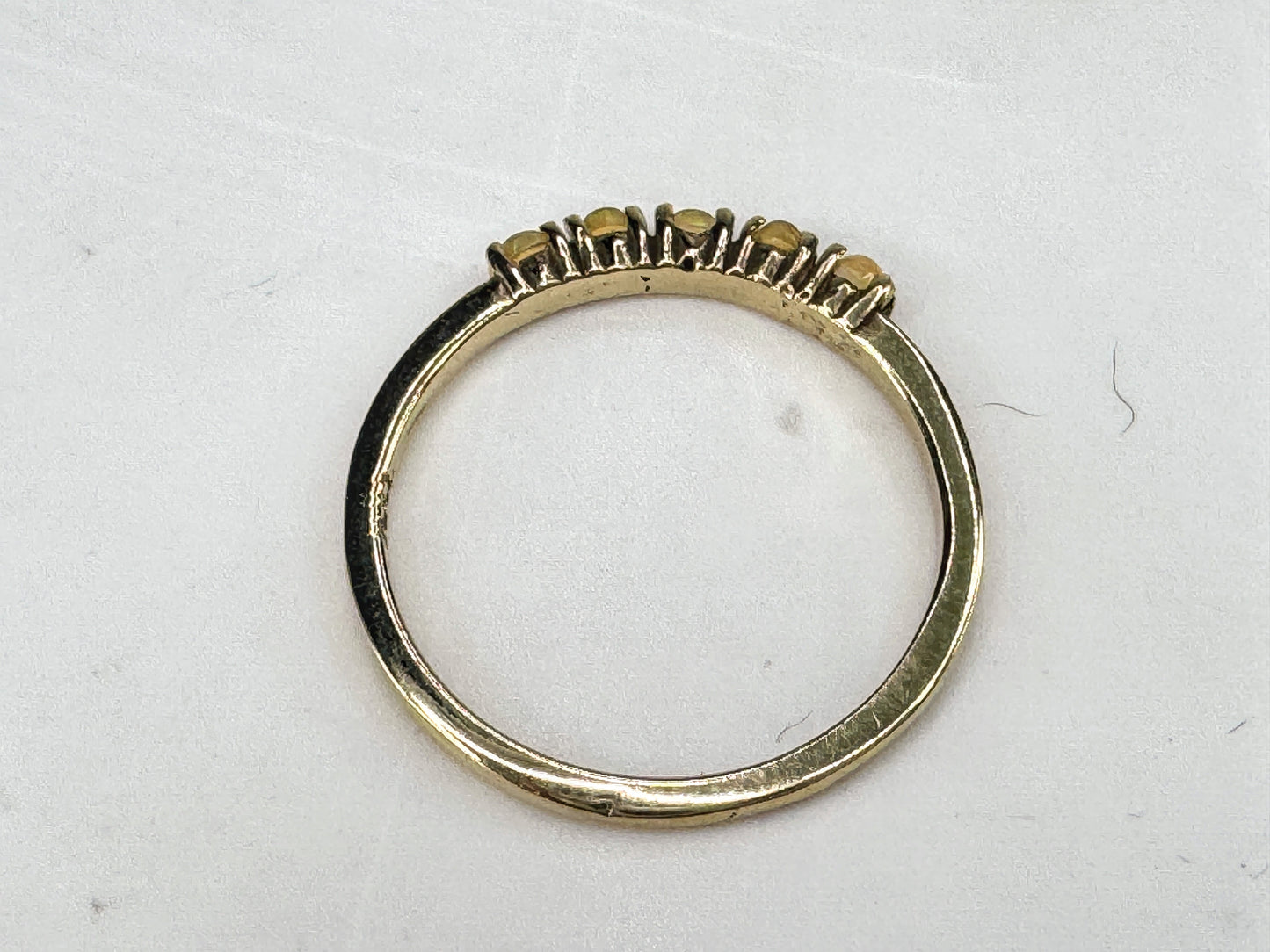 14K Gold 2mm Opal Band Ring Size 6.75 Stackable New JR1840