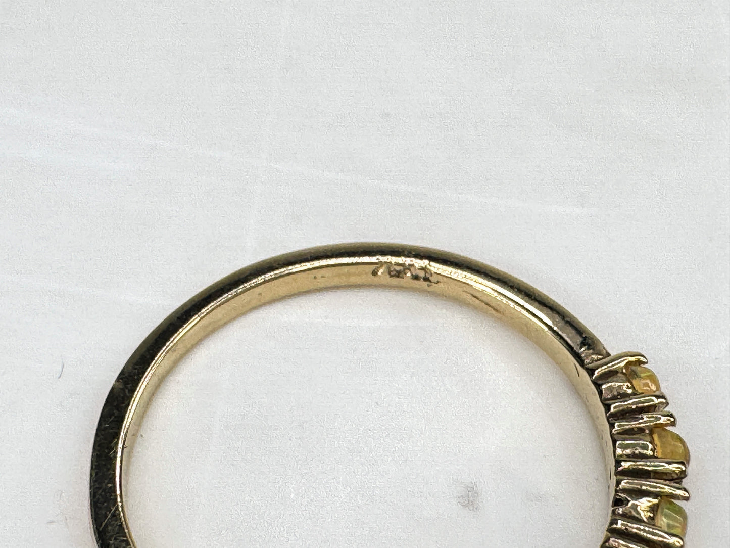 14K Gold 2mm Opal Band Ring Size 6.75 Stackable New JR1840