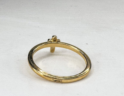 14K yellow Gold Black Diamond Accent Cross Ring New size 7 2.0g JR1893
