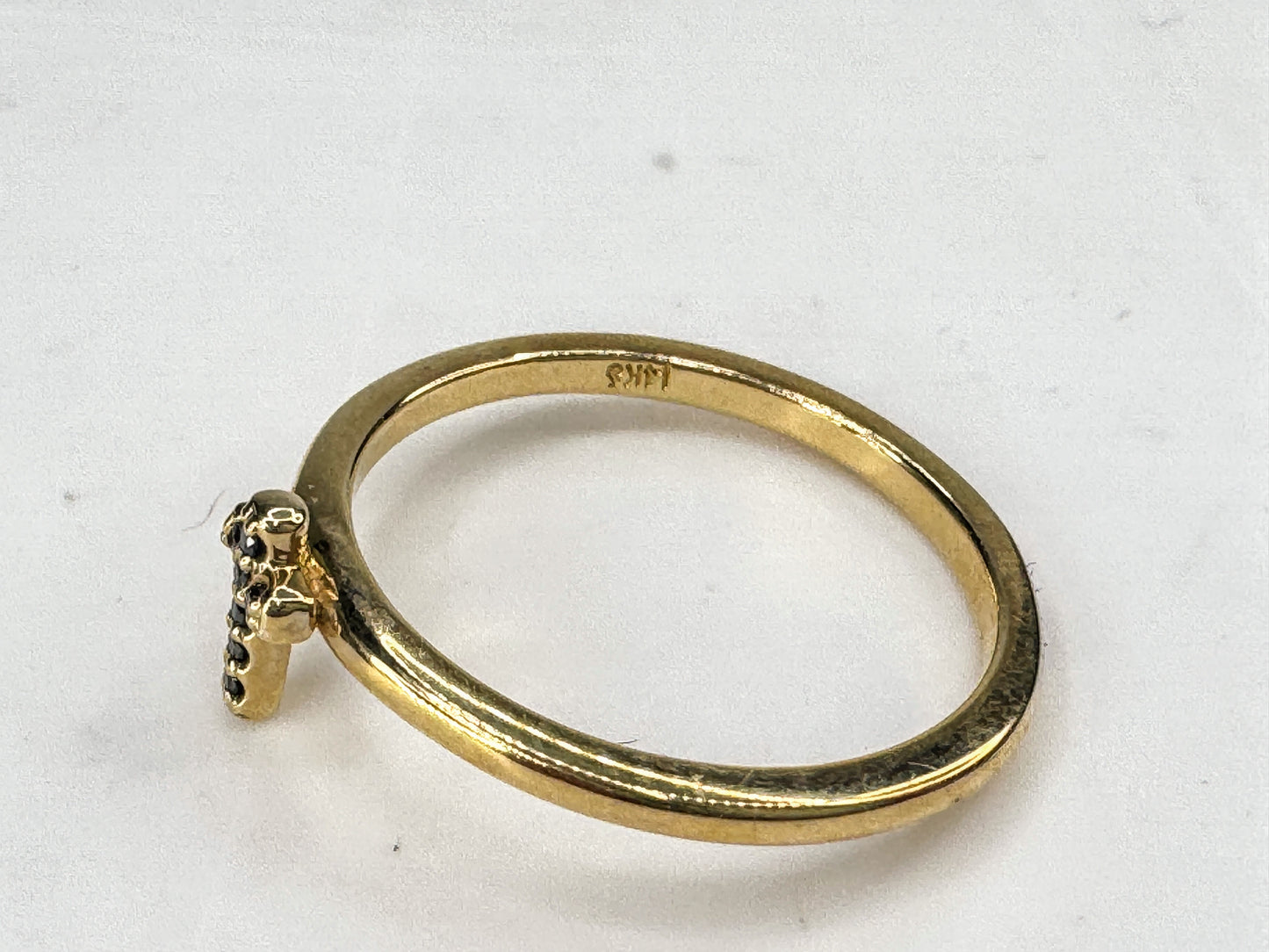 14K yellow Gold Black Diamond Accent Cross Ring New size 7 2.0g JR1893