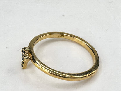 14K yellow Gold Black Diamond Accent Cross Ring New size 7 2.0g JR1893
