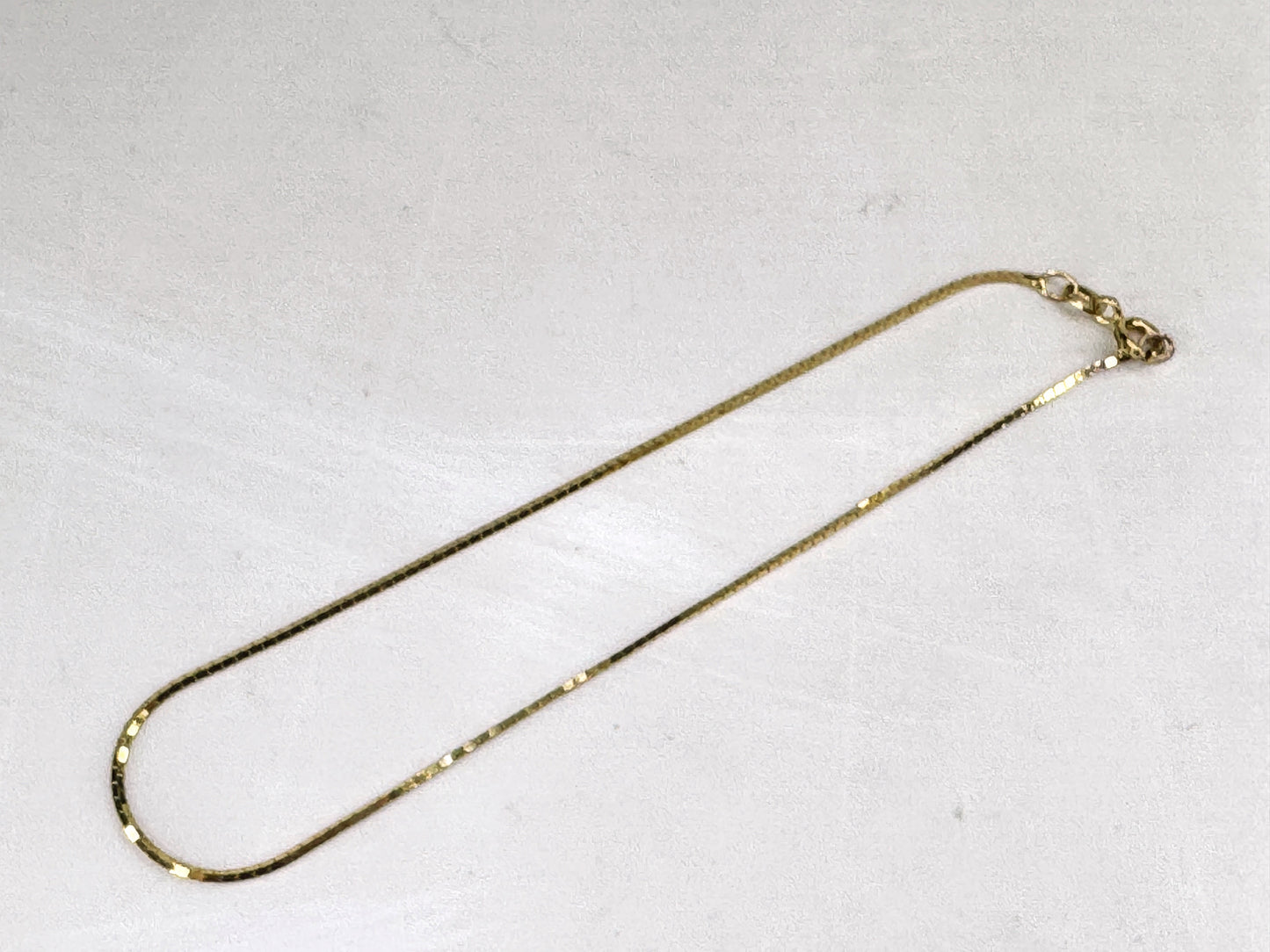 Vintage Italian 14K Gold Box Chain Anklet Bracelet 8.75" Italy 1.3g R1838