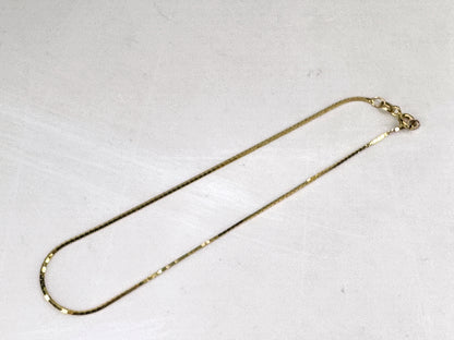 Vintage Italian 14K Gold Box Chain Anklet Bracelet 8.75" Italy 1.3g R1838