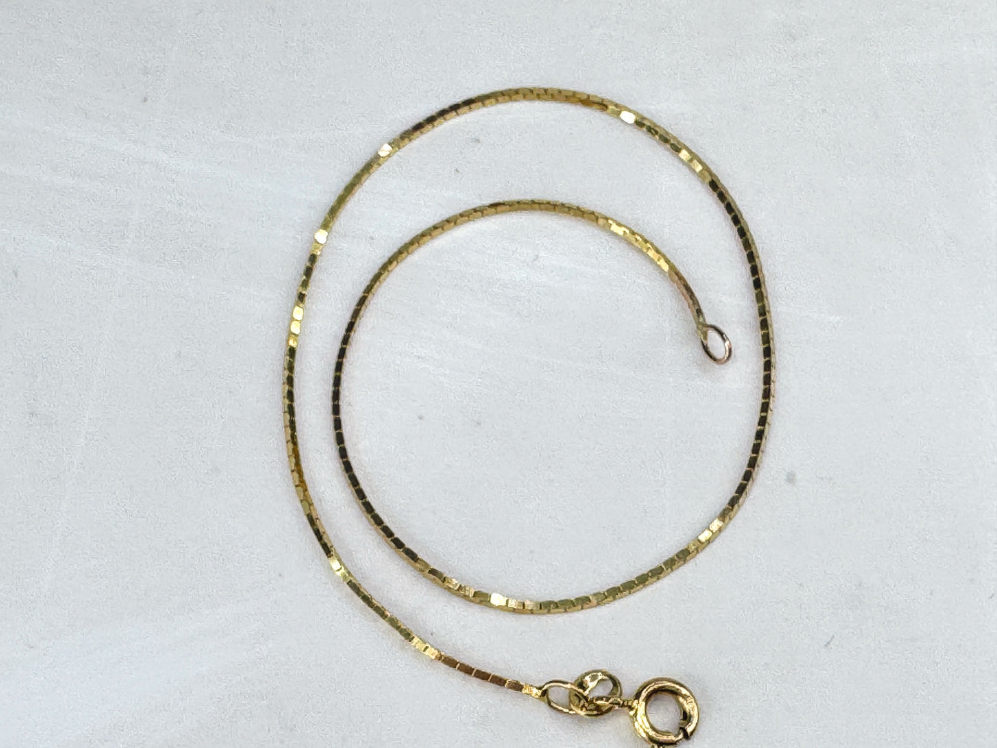 Vintage Italian 14K Gold Box Chain Anklet Bracelet 8.75" Italy 1.3g R1838