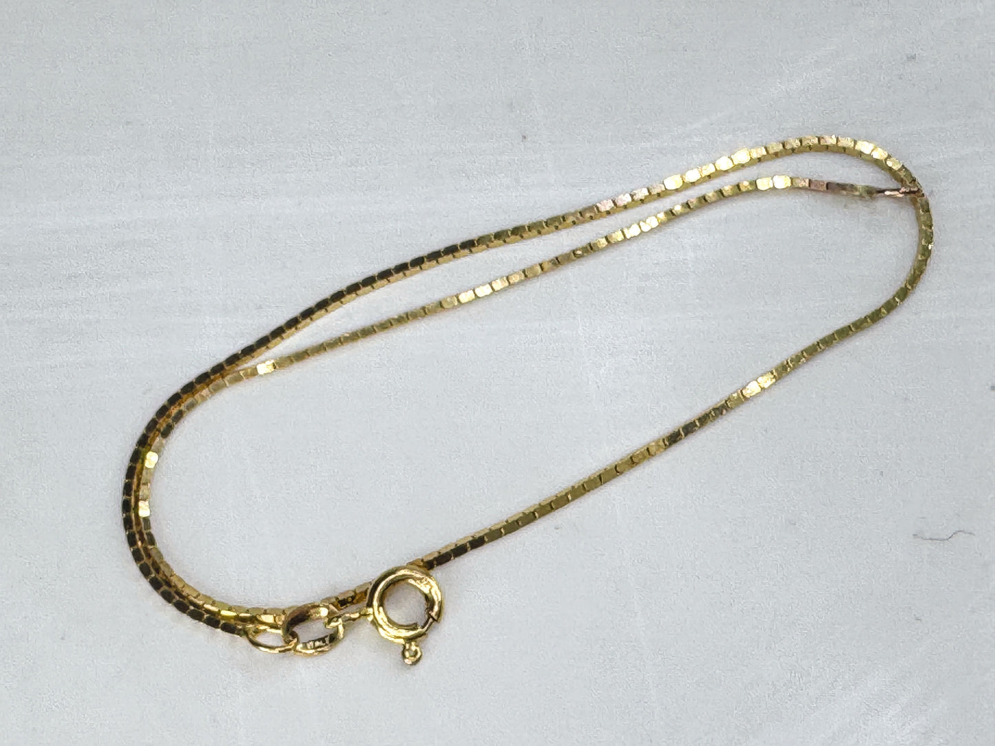 Vintage Italian 14K Gold Box Chain Anklet Bracelet 8.75" Italy 1.3g R1838