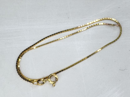 Vintage Italian 14K Gold Box Chain Anklet Bracelet 8.75" Italy 1.3g R1838