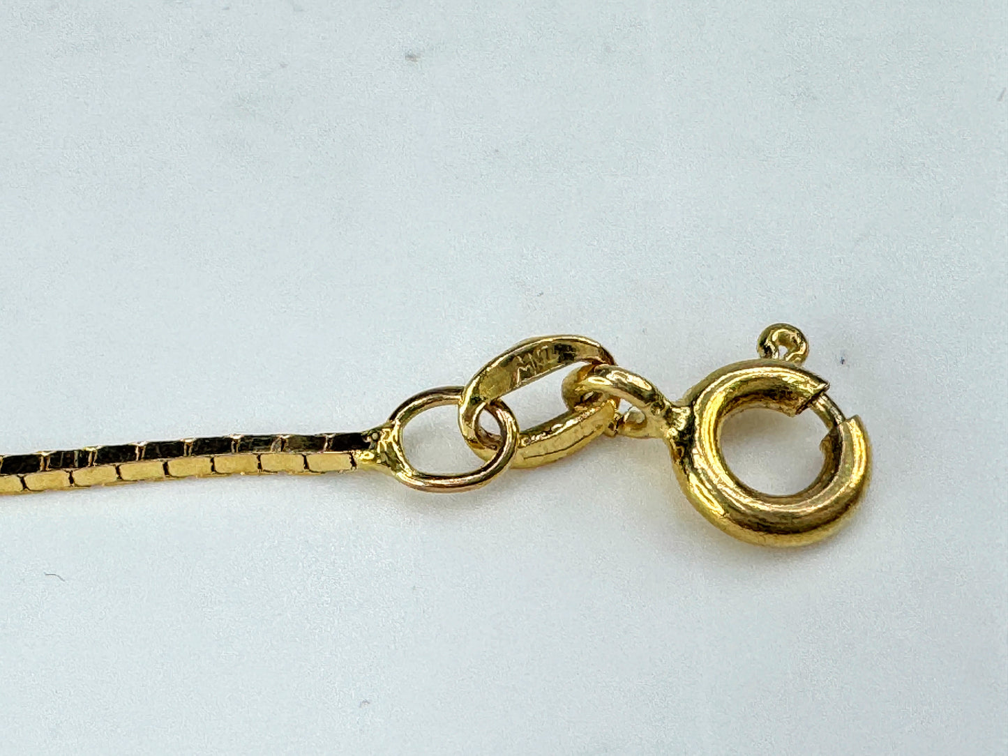 Vintage Italian 14K Gold Box Chain Anklet Bracelet 8.75" Italy 1.3g R1838