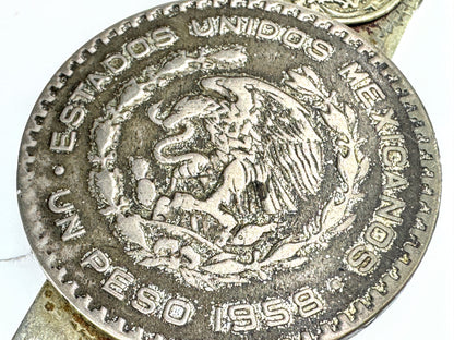 Vintage Taxco Mexico Coin Money Clip with 1959 Un Peso Coin 2 3/4"x1 3/8" SS460
