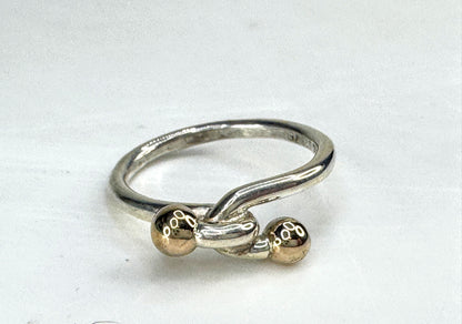 Tiffany & Co. Hook & Eye 18K Yellow Gold & Sterling Silver Ring Size 7 JR1839