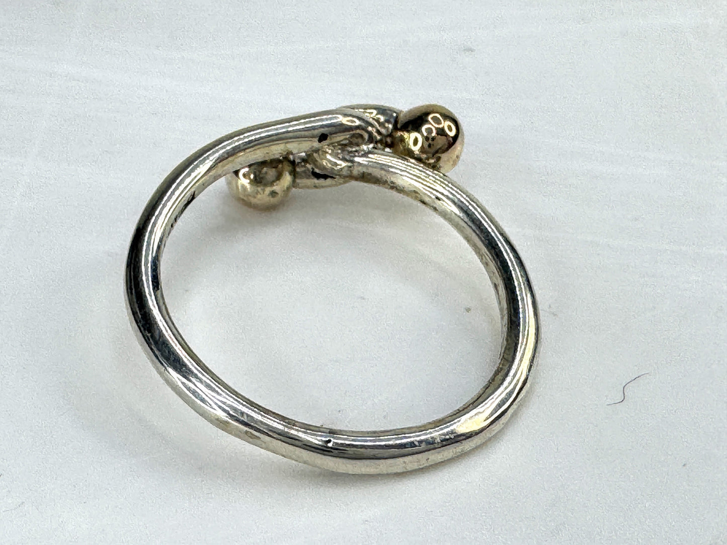 Tiffany & Co. Hook & Eye 18K Yellow Gold & Sterling Silver Ring Size 7 JR1839
