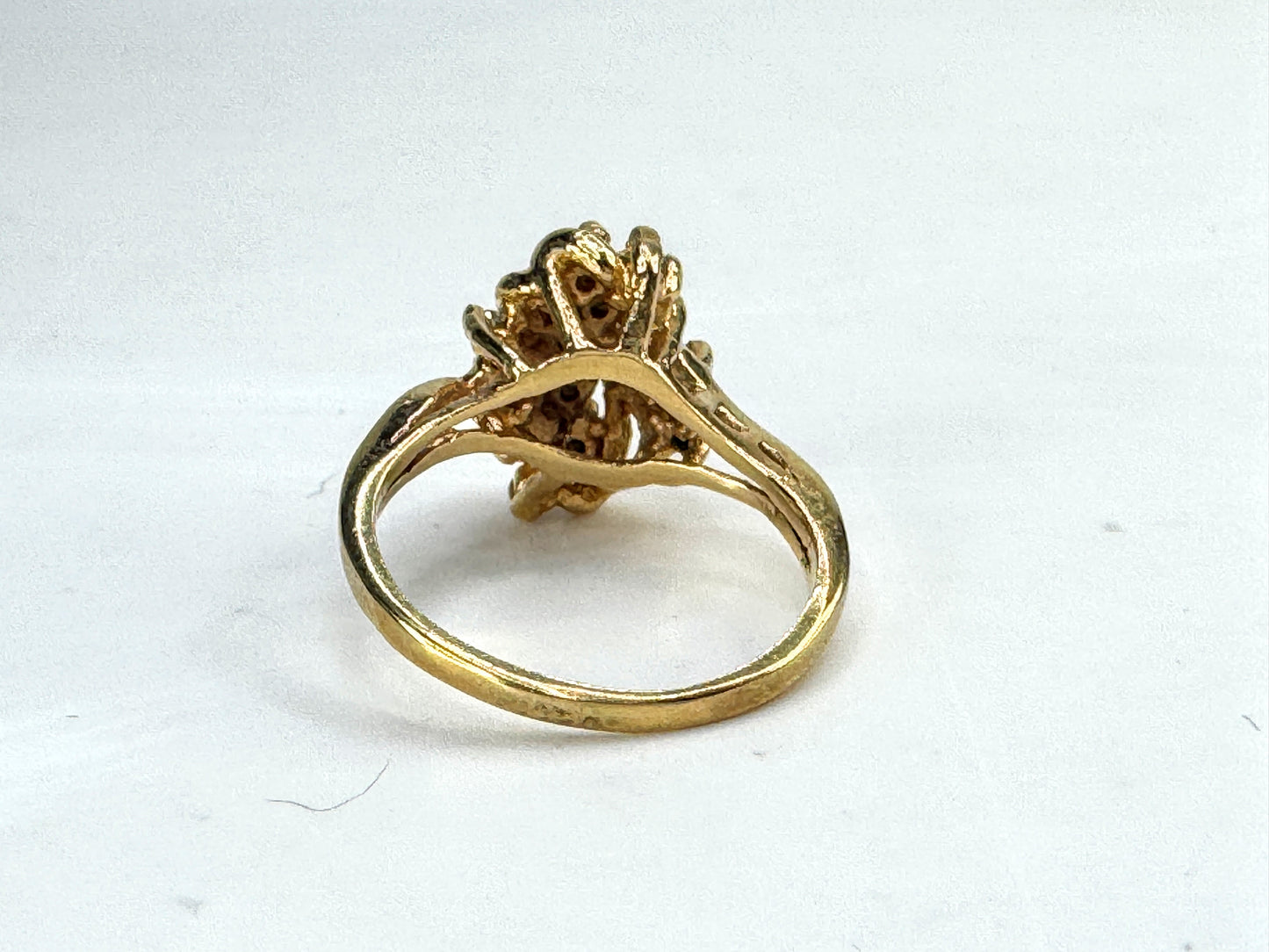Vintage 14K Gold Emerald & Diamond Cluster Cocktail Ring Size 6 4.6g JR1842
