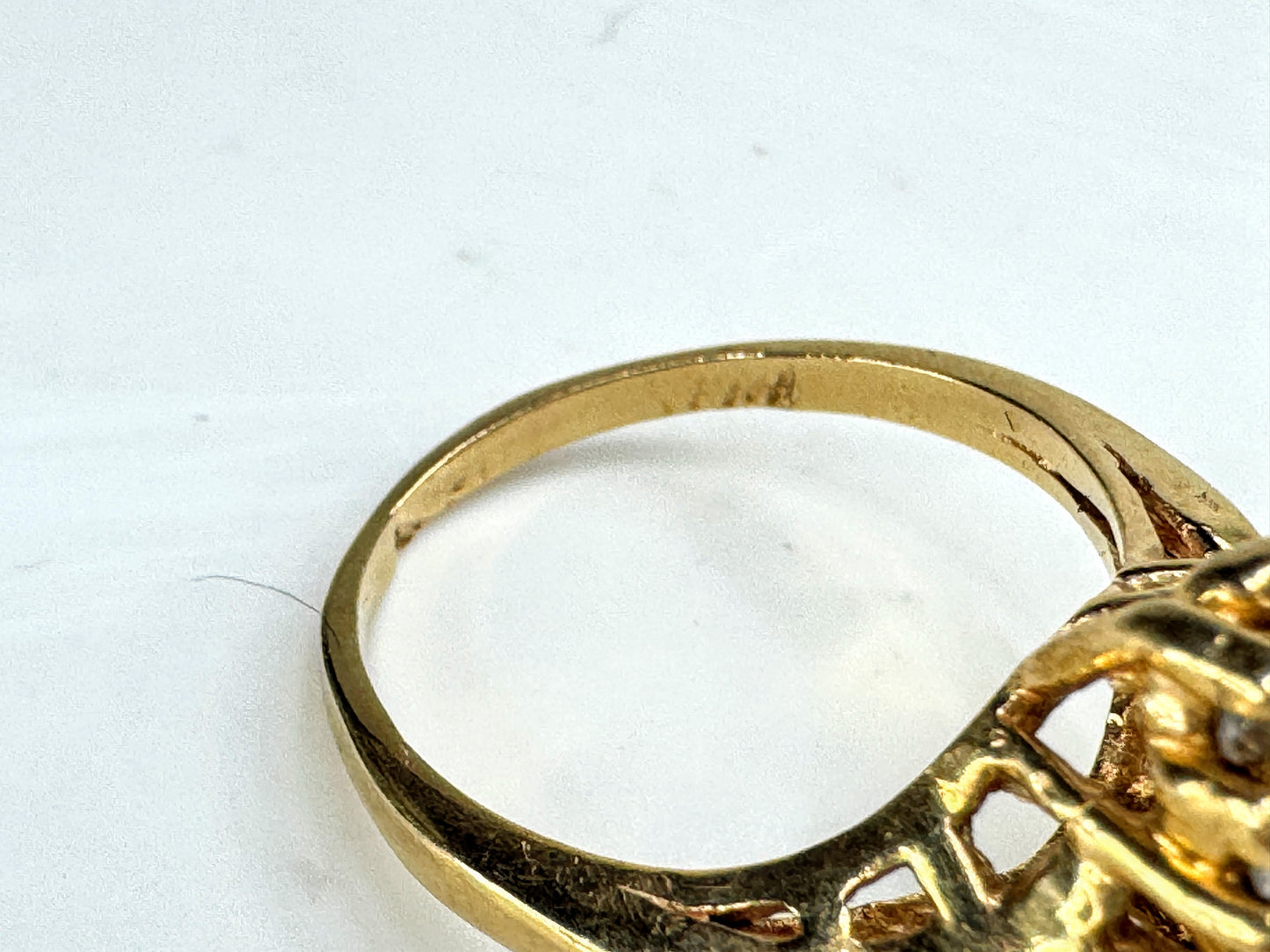 Vintage 14K Gold Emerald & Diamond Cluster Cocktail Ring Size 6 4.6g JR1842