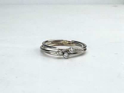 14K White Gold Bezel set Diamond Stackable Ring Minimalist per ring s7 New JR1843