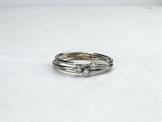 14K White Gold Bezel set Diamond Stackable Ring Minimalist per ring s7 New JR1843