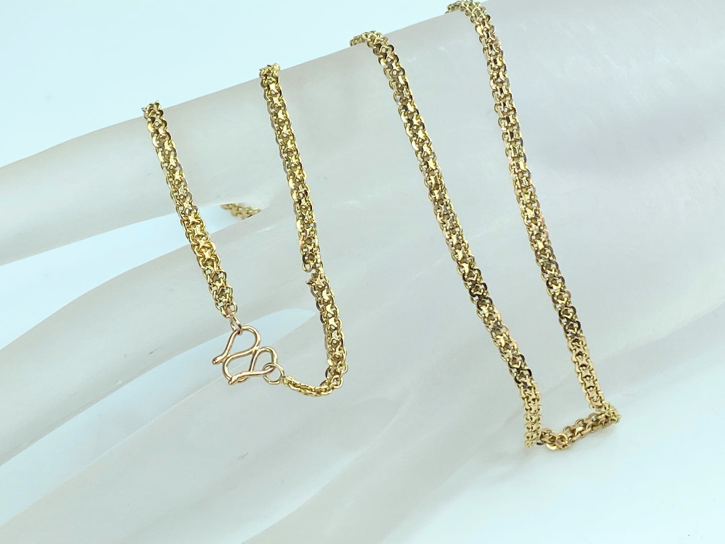 Early Century 14K yellow gold Fancy double cable links necklace 7.3g JR0065