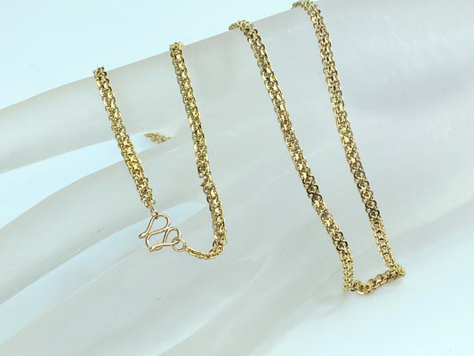 Early Century 14K yellow gold Fancy double cable links necklace 7.3g JR0065