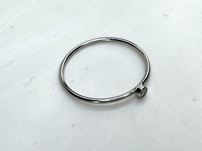 14K White Gold Bezel set Diamond Stackable Ring Minimalist per ring s7 New JR1843