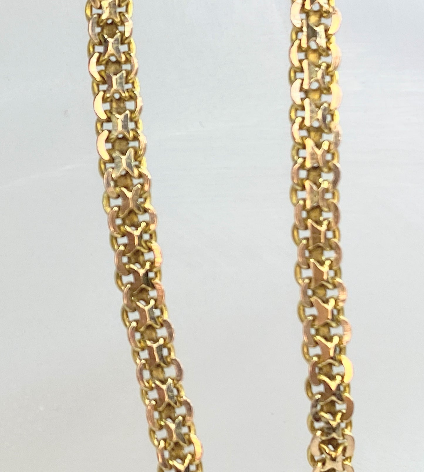 Early Century 14K yellow gold Fancy double cable links necklace 7.3g JR0065