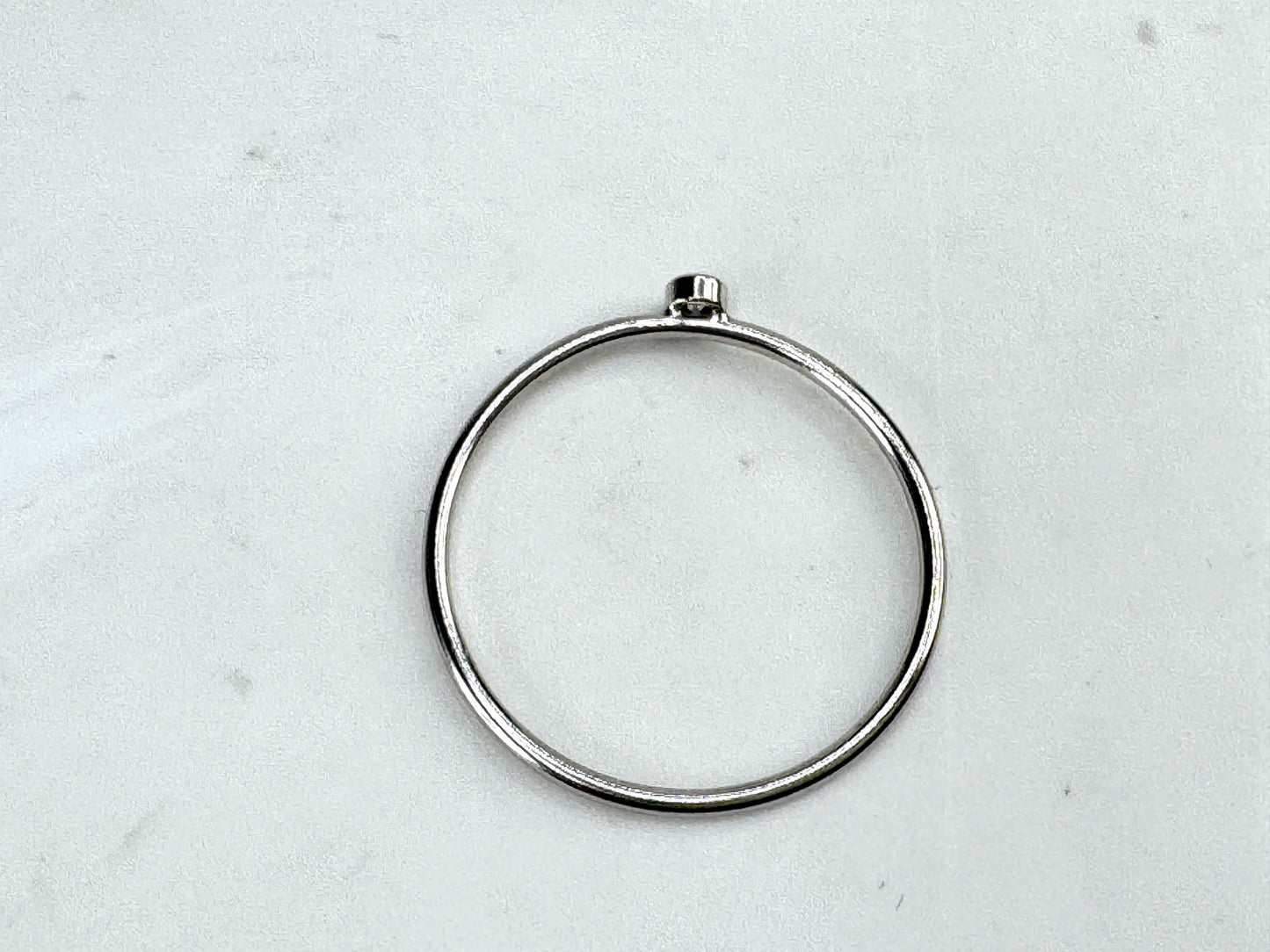 14K White Gold Bezel set Diamond Stackable Ring Minimalist per ring s7 New JR1843