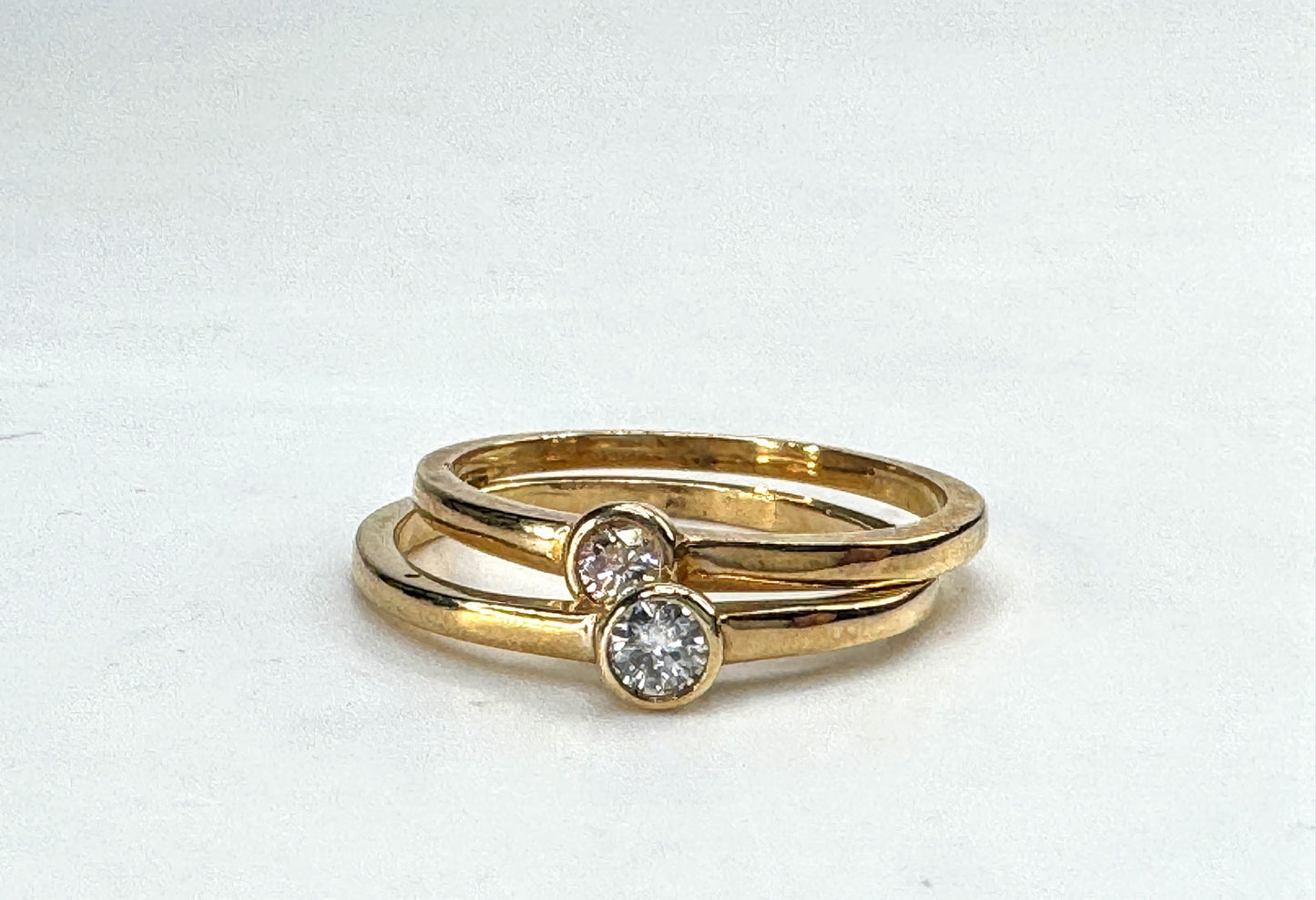 14K Gold Bezel Set 0.11ct G/SI Diamond Stacking Ring Solitaire per ring JR1845