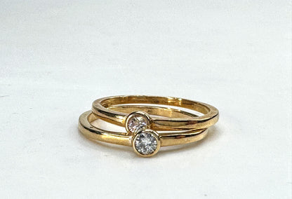 14K Gold Bezel Set 0.11ct G/SI Diamond Stacking Ring Solitaire per ring JR1845