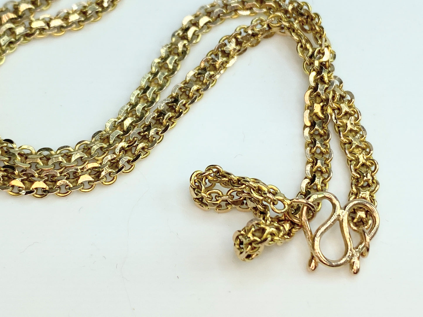 Early Century 14K yellow gold Fancy double cable links necklace 7.3g JR0065