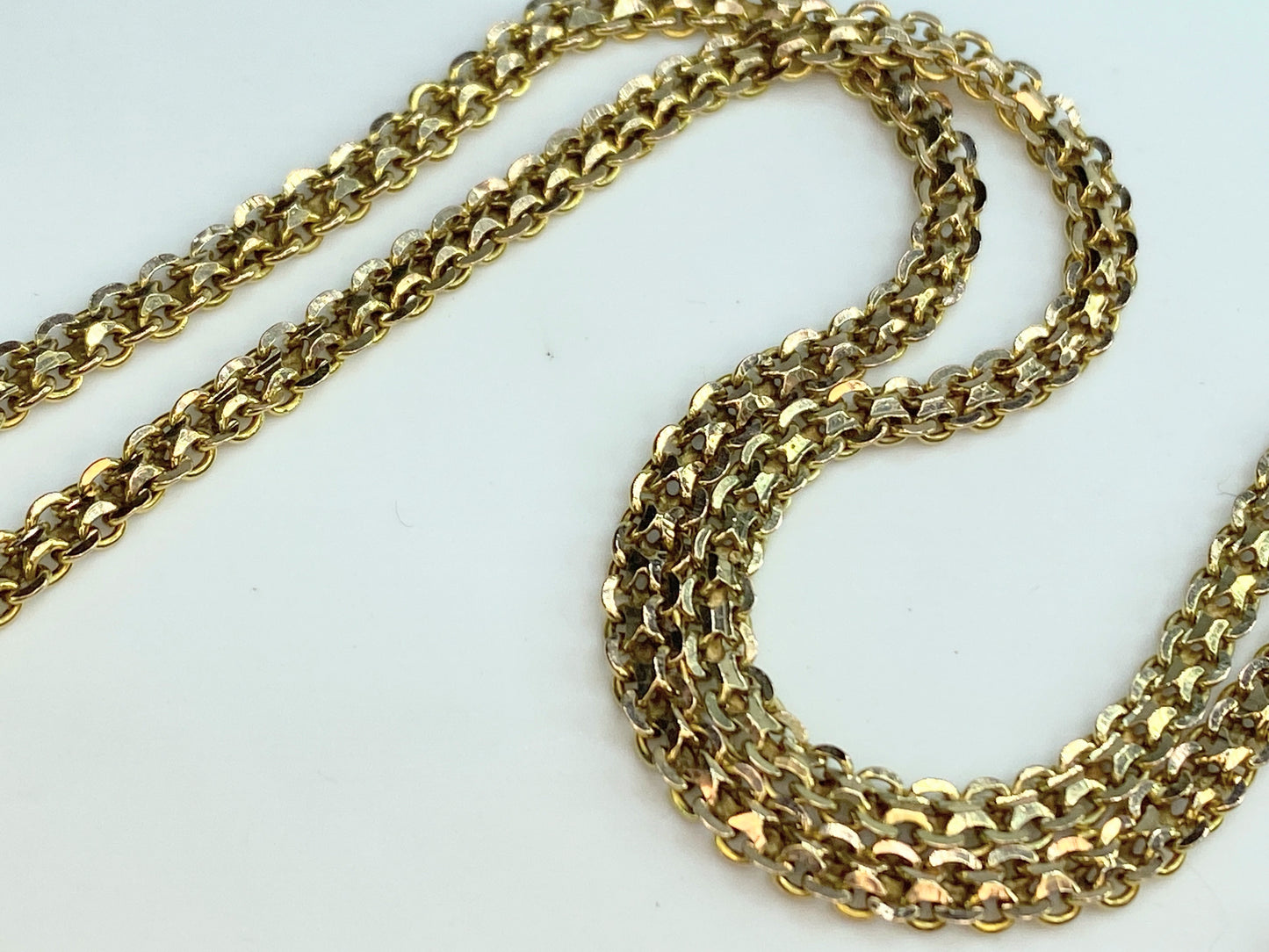 Early Century 14K yellow gold Fancy double cable links necklace 7.3g JR0065