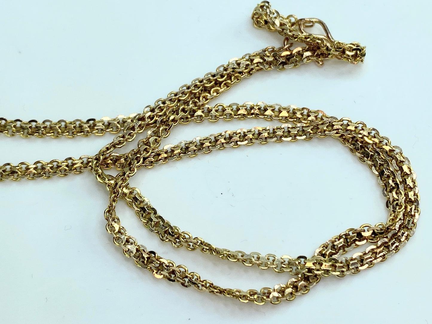 Early Century 14K yellow gold Fancy double cable links necklace 7.3g JR0065