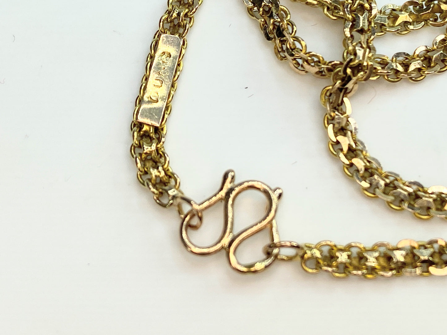 Early Century 14K yellow gold Fancy double cable links necklace 7.3g JR0065