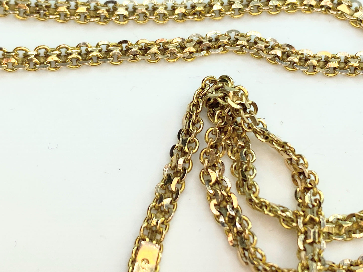 Early Century 14K yellow gold Fancy double cable links necklace 7.3g JR0065