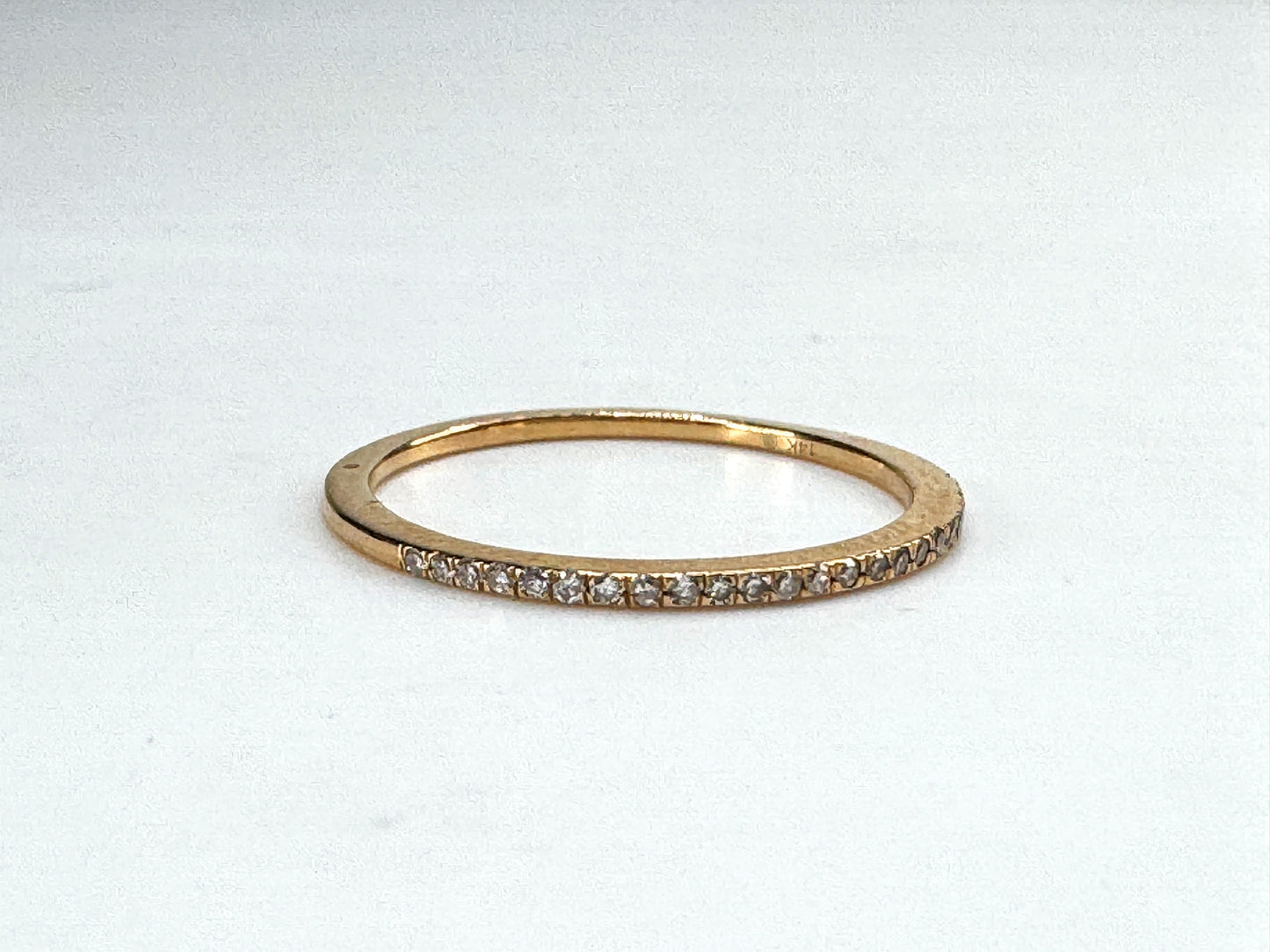 14K Rose Gold Diamond Half Eternity Stackable Band Ring 0.07 CTW Size 7 JR1846