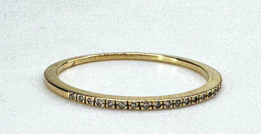 14K Yellow Gold 0.07ct Diamond Half Circle Stackable Ring Size 8 JR1847