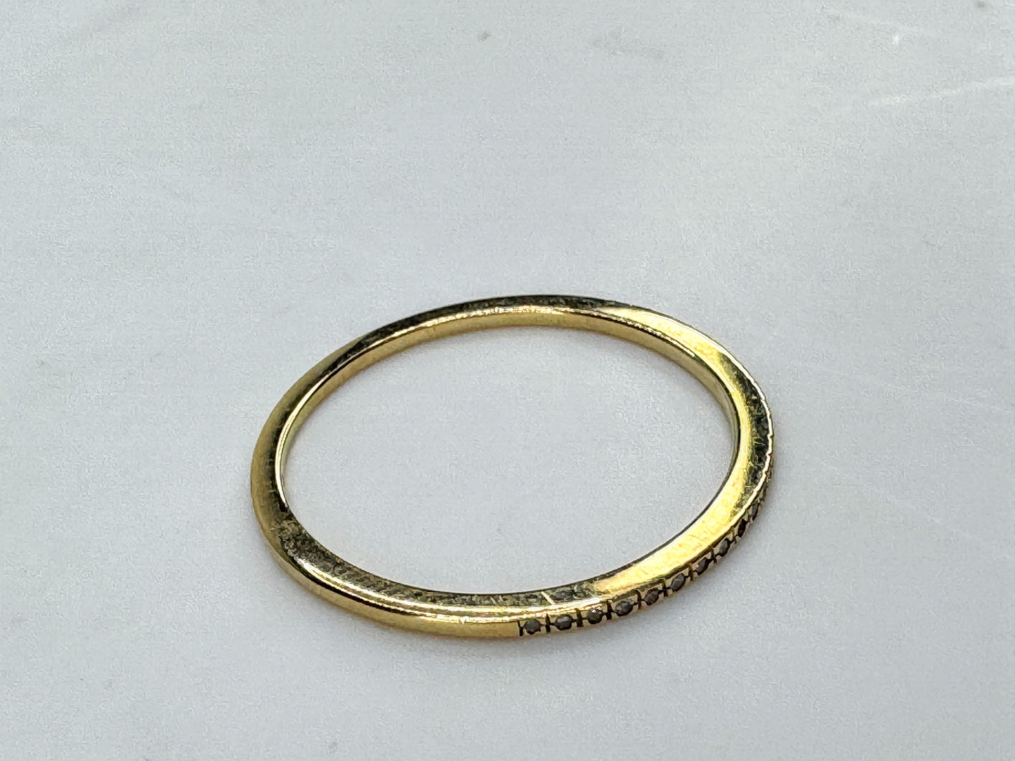 14K Yellow Gold 0.07ct Diamond Half Circle Stackable Ring Size 8 JR1847