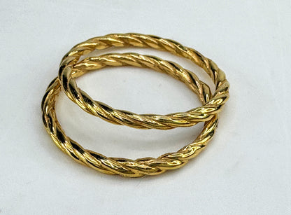 14K Yellow Gold Twisted Rope Stackable Band Ring Size 7 Dainty Minimalist JR1849