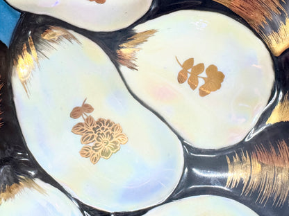 Antique Limoges Oyster Plate Turkey Iridescent & Gold Gilt Mussel Shells A660