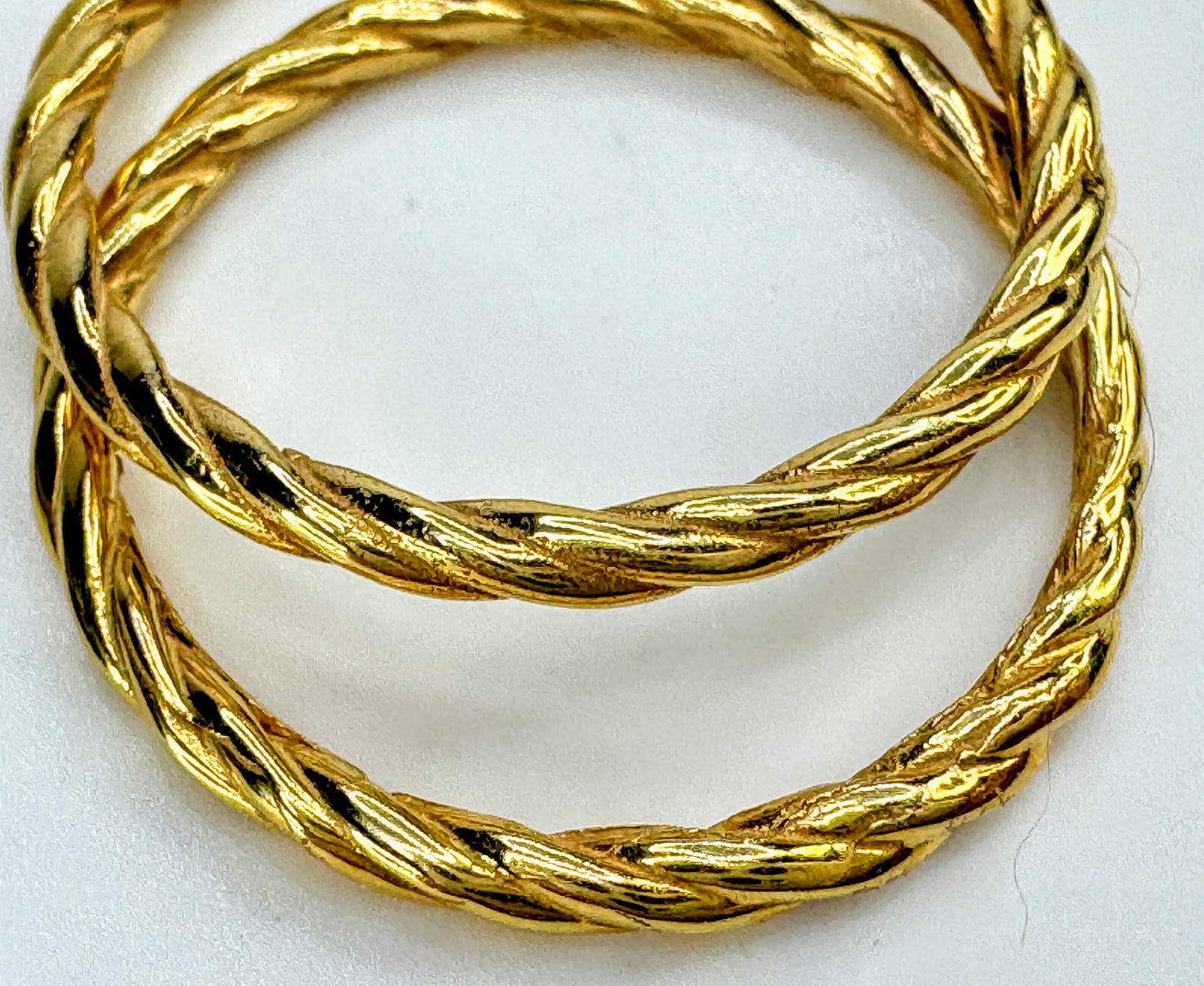 14K Yellow Gold Twisted Rope Stackable Band Ring Size 7 Dainty Minimalist JR1849