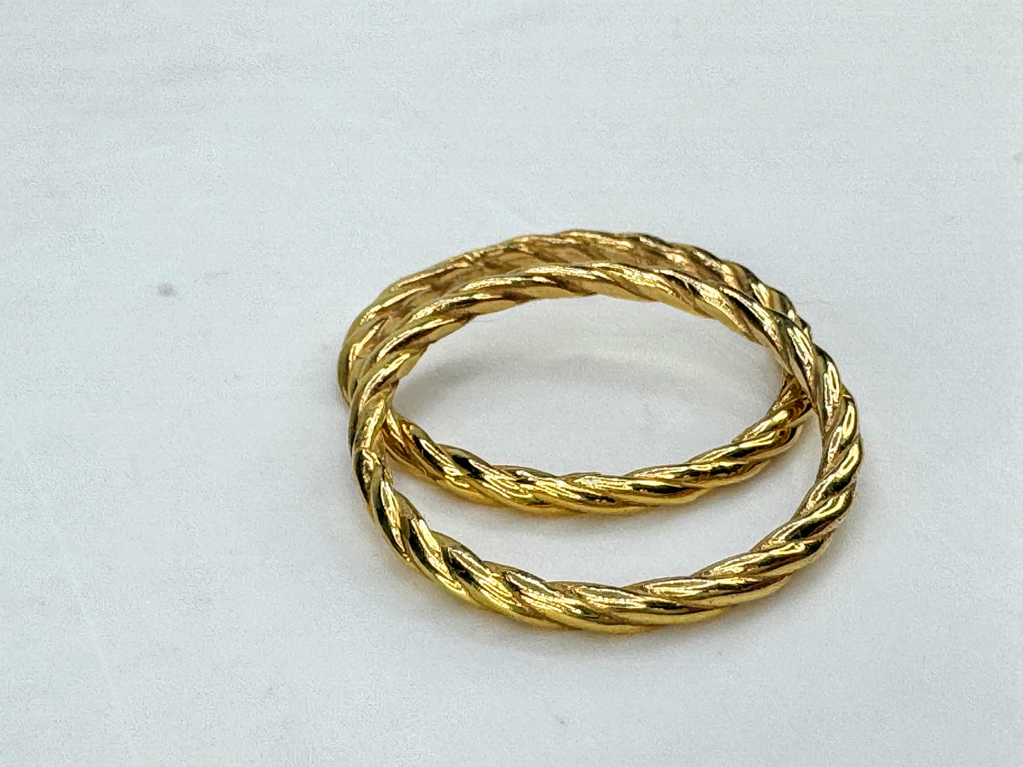 14K Yellow Gold Twisted Rope Stackable Band Ring Size 7 Dainty Minimalist JR1849