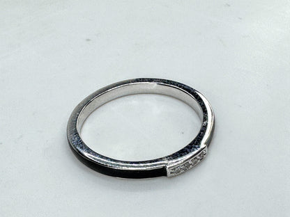 14K White Gold Black Enamel Diamond Stackable Band Ring 2.2g s7 New JR1850
