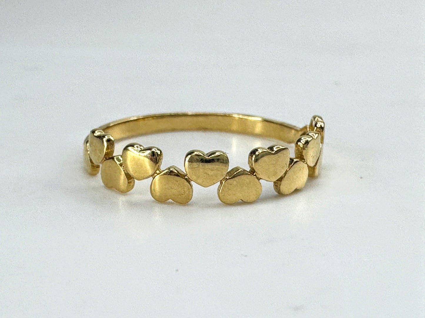14K yellow Gold Two Row Heart Cut Out Stackable Ring 1.2g s7.25 JR1851